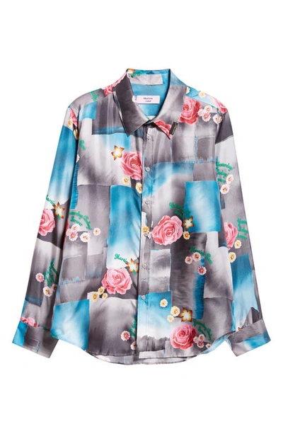 Martine Rose Classic Floral Patchwork Silk Satin Button-up Shirt In Multicolor