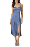 Astr Bustier Satin Dress In Slate Blue