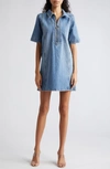 Ramy Brook Tunechi Denim Mini Shirtdress In Light Wash