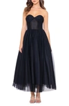 BETSY & ADAM BUSTIER BODICE MESH GOWN