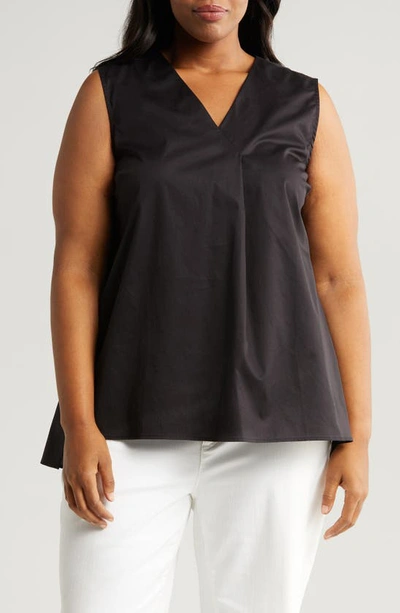 Harshman Plus Size Aria Pleated Cotton Tank In Black