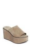 Brunello Cucinelli Monili Platform Wedge Slide Sandal In Beige