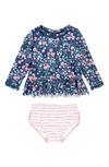 RUFFLEBUTTS KIDS' MOONLIT MEADOW LONG SLEEVE TWO-PIECE SWIMSUIT