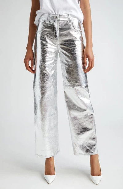 Interior The Sterling Metallic Leather Pants In Silver
