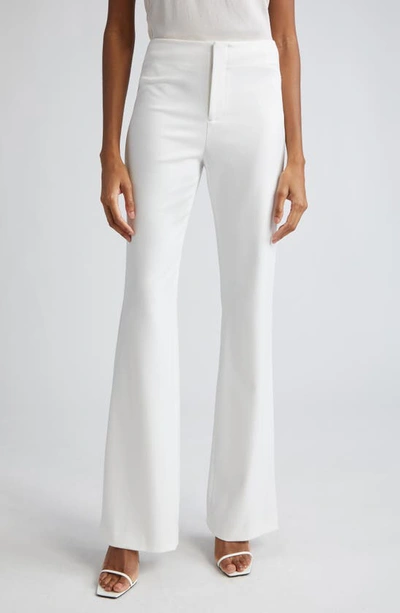 Alice And Olivia Linen-blend Bootcut Pants In White
