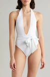 Ramy Brook Raquel Plunge One-piece Swimsuit In White