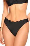 Ramy Brook Amani Scalloped Bikini Bottom In Black White