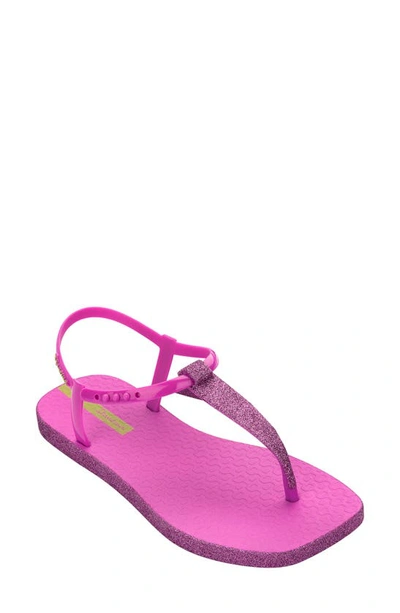 Ipanema X Shakira Class Edge Glow Slip-on Embellished T-strap Thong Sandals In Pink Glitt