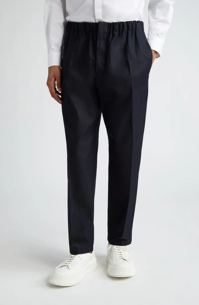 Jil Sander Relaxed Fit Cotton Twill Pants In Navy