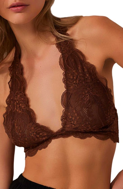 Free People X Intimately Fp Last Dance Lace Halter In Umber Earth