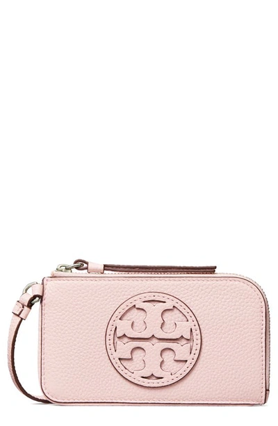 Tory Burch Women's Miller Leather Zip Card Case In Cotton Candy/gold