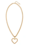 MOSCHINO LOVE CURB CHAIN HEART PENDANT NECKLACE