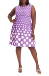 LONDON TIMES POLKA DOT FIT & FLARE DRESS