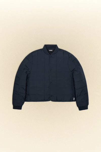 Rains Navy Quilted Bomber Jacket