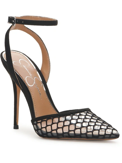 Jessica Simpson Pirrie 2 Womens Faux Suede Ankle Strap Slingback Heels In Multi