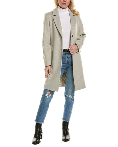 Fleurette Notch Collar Wool Coat In Grey