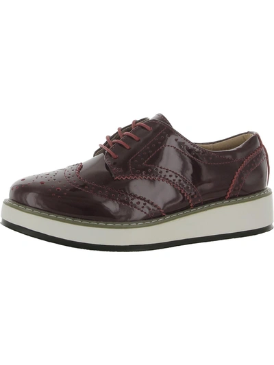 Dadawen Womens Patent Lace-up Oxfords In Red