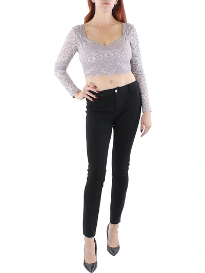 City Studio Juniors Womens Lace Glitter Cropped In Blue