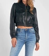 Elan Cropped Bomber Jacket In Black In Black