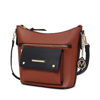 Mkf Collection By Mia K Serenity Color Block Vegan Leather Women's Crossbody Bag By Mia K In Brown