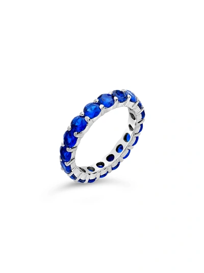 Sterling Forever Sterling Silver Rainbow Cz Eternity Band Ring In Blue