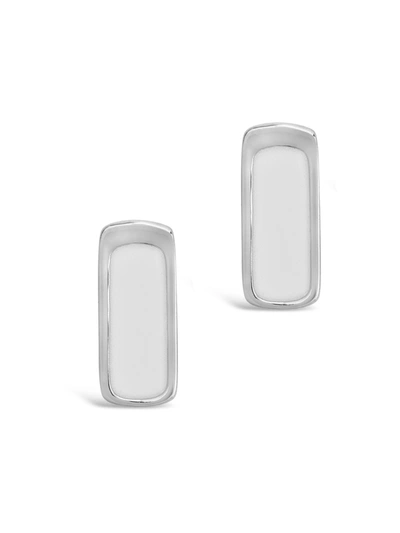 Sterling Forever Rhodium Plated Enamel Bar Studs In Silver