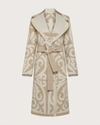 SEVENTY WOMEN'S JACQUARD GOWN STYLE COAT IN BEIGE