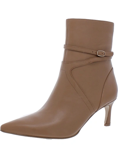 27 Edit Florette Womens Leather Pointed Toe Ankle Boots In Beige