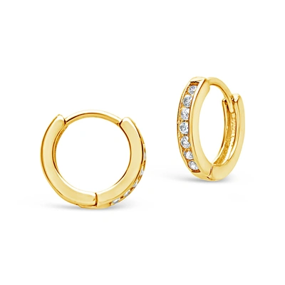 Sterling Forever Sterling Silver Cz Micro Hoop Earrings[gold/clear]