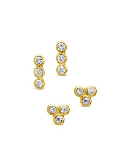 Sterling Forever Sterling Silver Bezel 2pc Earring Set In Gold