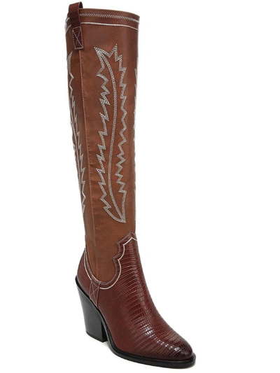 Franco Sarto Glenice Womens Knee High Cowgirl Cowboy, Western Boots In Brown
