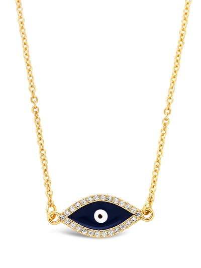 Sterling Forever 14k Plated Cz Evil Eye Necklace In Gold