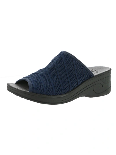Solite By Easy Street Airy Womens Comfy Slip On Wedge Sandals In Blue