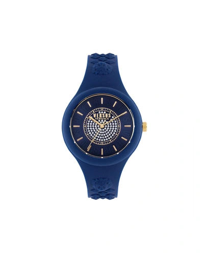 Versus Fire Island Indiglo Silicone Watch In Blue