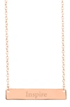 Sterling Forever Inspirational 14k Rose Gold Plated Sterling Silver Bar Pendant Necklace In Multi