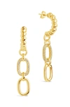Sterling Forever Cubic Zirconia Andi Drop Hoop Earrings In Gold