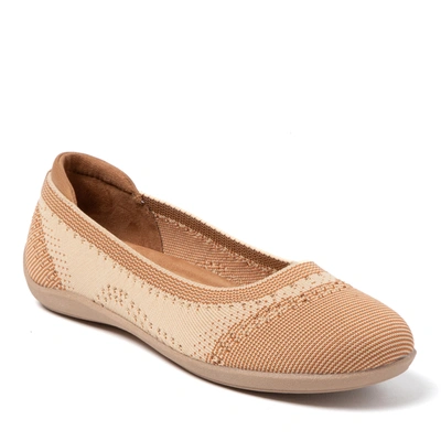 Dearfoams Women's Misty Ballet Flat Indoor/outdoor Slip Ons In Beige