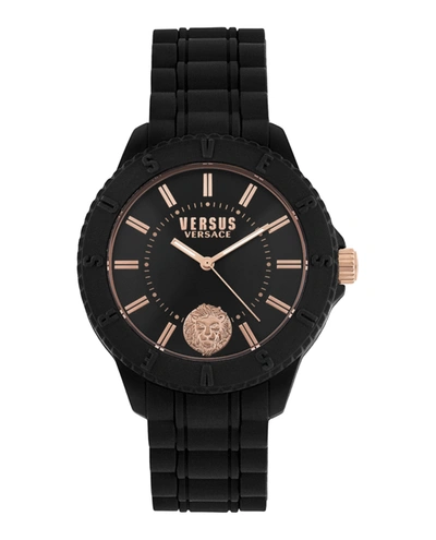 Versus Tokyo Silicone Lion Strap Watch In Black