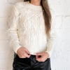 ASTR FEATHER EMBELLISHED ALMEIDA SWEATER IN WHITE