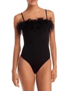 AQUA WOMENS FEATHER THONG BODYSUIT