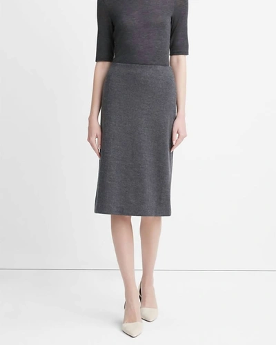VINCE COZY WOOL FITTED SLIP SKIRT IN HEATHER CHARCOAL