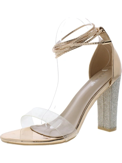 Lala Ikai Womens Metallic Rhinestone Heels In White