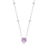 ROSS-SIMONS AMETHYST PAPER CLIP LINK NECKLACE WITH WHITE TOPAZ IN STERLING SILVER