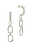 Sterling Forever Cz Andi Drop Hoops In Silver