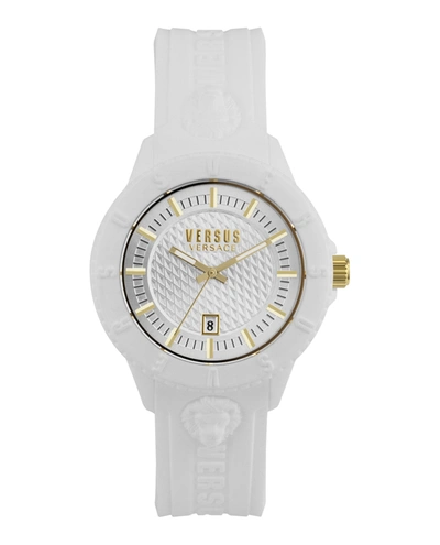 Versus Men's 3 Hand Date Quartz Tokyo White Silicone Watch, 43mm In Silver