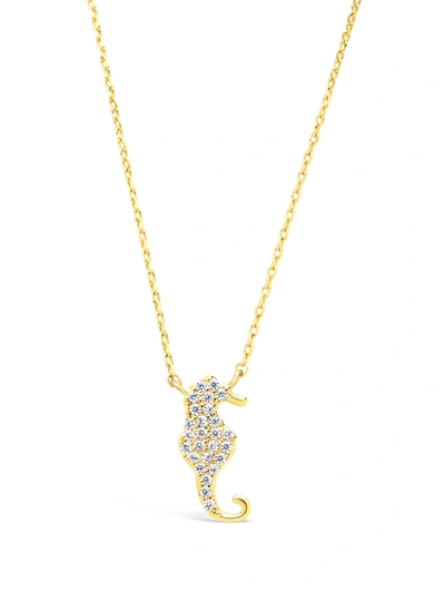 Sterling Forever Cz Seahorse Pendant Necklace In Gold
