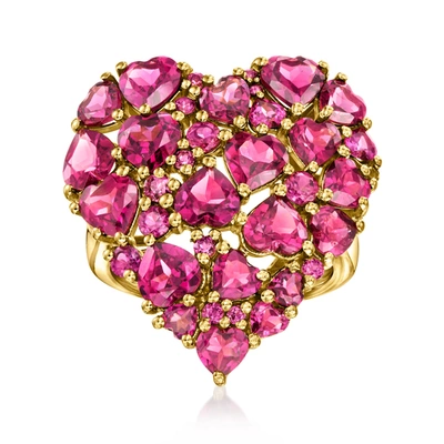Ross-simons Rhodolite Garnet Heart Ring In 18kt Gold Over Sterling In Pink