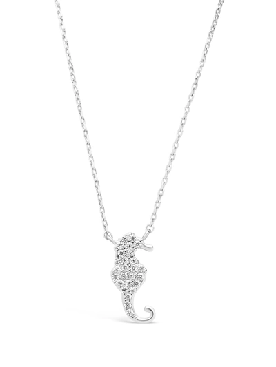 Sterling Forever Cz Seahorse Pendant Necklace In Silver