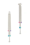 Sterling Forever Delmare Imitation Pearl Linear Drop Earrings In Silver