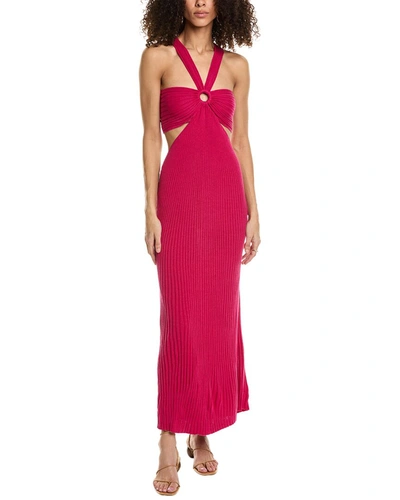 Ba&sh Cutout Ribbed-knit Maxi Dress In Pink